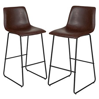 Flash Furniture 30 inch LeatherSoft Bar Height Barstools, Set of 2