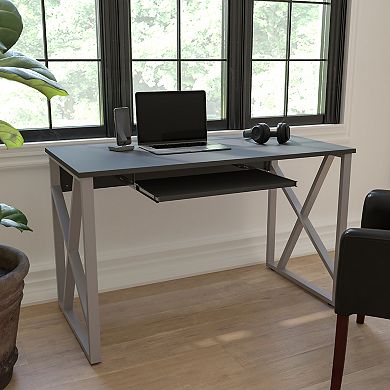 Flash Furniture Computer Desk with Pull-Out Keyboard Tray and Cross-Brace Frame