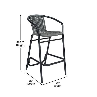 Emma And Oliver 2 Pack Indoor-outdoor Rattan Restaurant Barstool