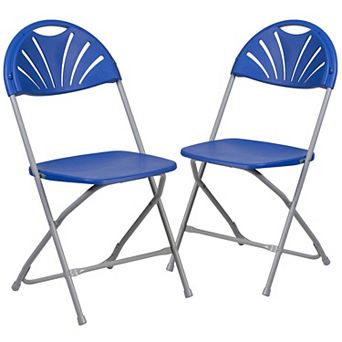 Flash Furniture 2 Pack 650 lb. Capacity Plastic Fan Back Folding Chair