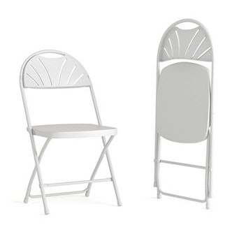 Flash Furniture 2 Pack 650 lb. Capacity Plastic Fan Back Folding Chair