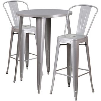 Flash Furniture 30'' Round Metal Indoor-Outdoor Bar Table Set with 2 Cafe Stools