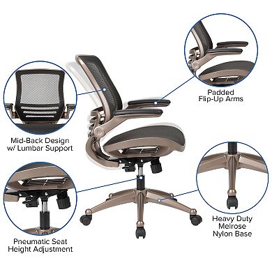 Flash Furniture Mid-Back Mesh Executive Office Chair with Flip-Up Arms