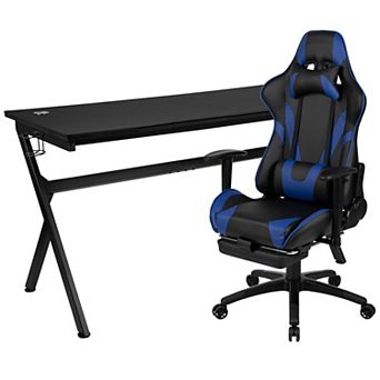Flash Furniture Gaming Desk Bundle - Cup/Headset Holder/Mouse Pad Top