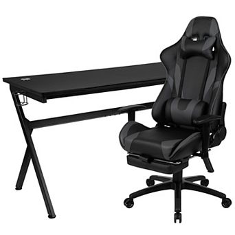 Flash Furniture Gaming Desk Bundle - Cup/Headset Holder/Mouse Pad Top