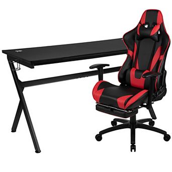 Flash Furniture Gaming Desk Bundle - Cup/Headset Holder/Mouse Pad Top