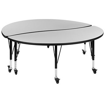 Flash Furniture 2 pc Mobile 60" Circle Flexible Grey Kids Activity Table Set