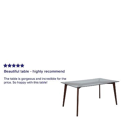 Flash Furniture 35.25'' x 59'' Solid Wood Table with Clear Glass Top