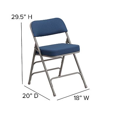 Flash Furniture 2 Pack Curved Triple Braced & Hinged Fabric Upholstered Metal Folding Chair