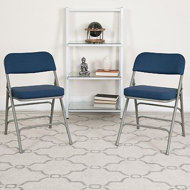 Flash Furniture 2 Pack Curved Triple Braced & Hinged Fabric Upholstered Metal Folding Chair