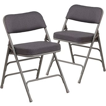 Flash Furniture 2 Pack Curved Triple Braced & Hinged Fabric Upholstered Metal Folding Chair