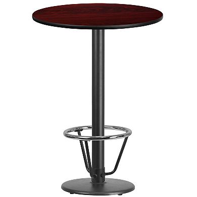 Flash Furniture 30'' Round Laminate Table Top with 18'' Round Bar Height Table Base