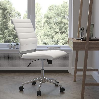 Flash Furniture Mid-Back Armless LeatherSoft Ribbed Executive Swivel Office Chair