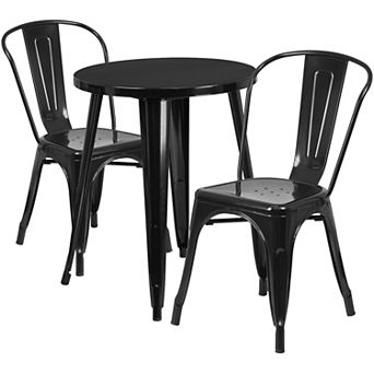 Flash Furniture 24'' Round Metal Indoor-Outdoor Table Set with 2 Cafe Chairs