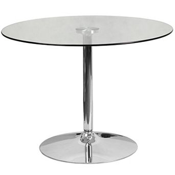 Flash Furniture 39.25" Round Glass Table with 29"H Chrome Base - Pedestal Table - Event Table