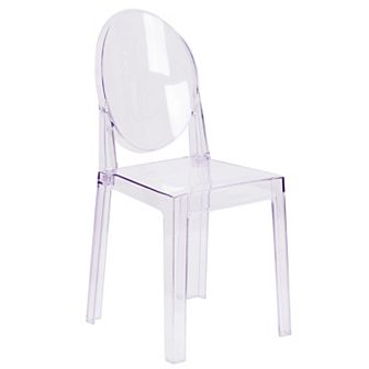 Flash Furniture Ghost Chair with Oval Back in Transparent Crystal - Wedding Chairs