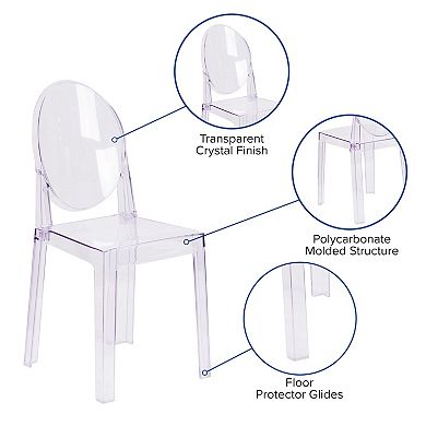Flash Furniture Ghost Chair with Oval Back in Transparent Crystal - Wedding Chairs