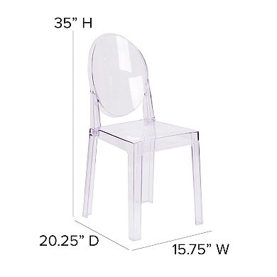 Flash Furniture Ghost Chair with Oval Back in Transparent Crystal - Wedding Chairs