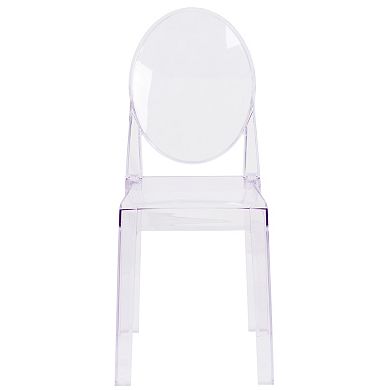 Flash Furniture Ghost Chair with Oval Back in Transparent Crystal - Wedding Chairs