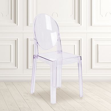 Flash Furniture Ghost Chair with Oval Back in Transparent Crystal - Wedding Chairs