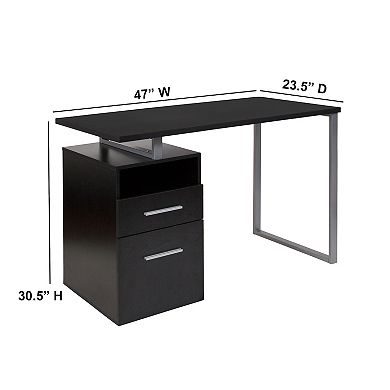 Flash Furniture Computer Desk with Two Drawers and Metal Frame