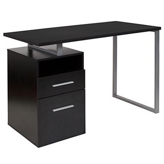 Flash Furniture Computer Desk with Two Drawers and Metal Frame