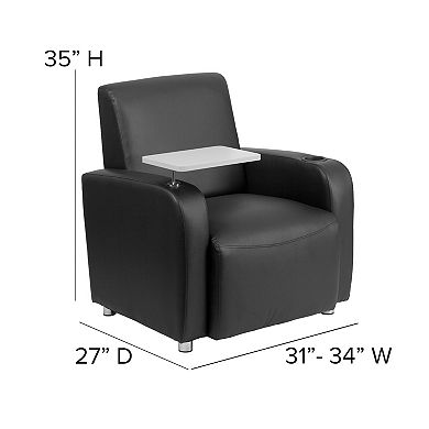 Flash Furniture LeatherSoft Guest Chair with Tablet Arm, Chrome Legs and Cup Holder