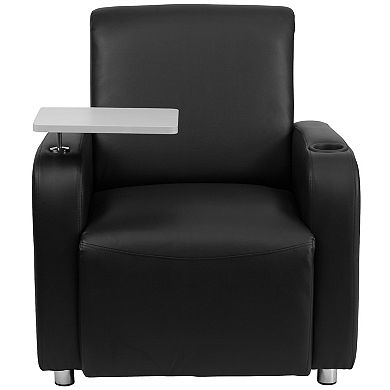 Flash Furniture LeatherSoft Guest Chair with Tablet Arm, Chrome Legs and Cup Holder