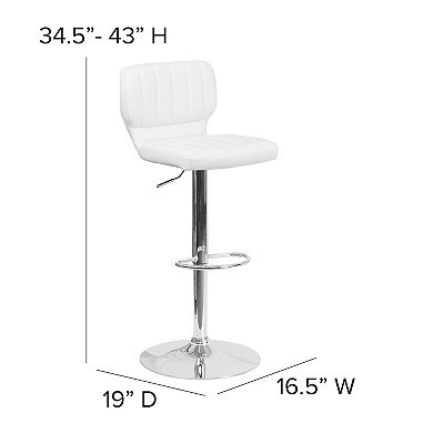 Flash Furniture Contemporary Vinyl Adjustable Height Barstool with Vertical Stitch Back