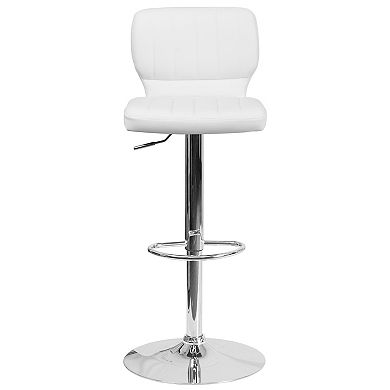 Flash Furniture Contemporary Vinyl Adjustable Height Barstool with Vertical Stitch Back