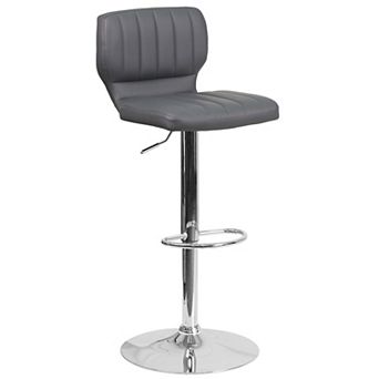 Flash Furniture Contemporary Vinyl Adjustable Height Barstool with Vertical Stitch Back