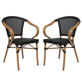 Flash Furniture 2 Pack All-Weather Commercial Paris Chairs with Arms and Metal Frame