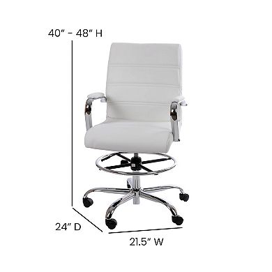Flash Furniture Mid-Back LeatherSoft Drafting Chair with Adjustable Foot Ring and Chrome Base
