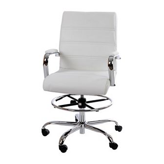 Flash Furniture Mid-Back LeatherSoft Drafting Chair with Adjustable Foot Ring and Chrome Base