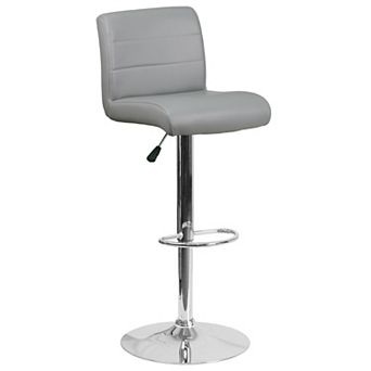 Flash Furniture Vinyl Adjustable Height Barstool with Rolled Seat and Chrome Base