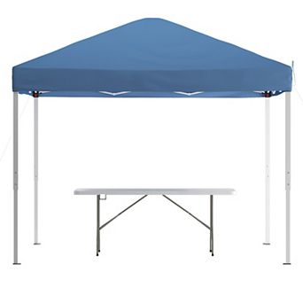 Flash Furniture 10' x 10' Pop Up Canopy Tent and 6 Ft. Bi-Fold Table with Carrying Handle
