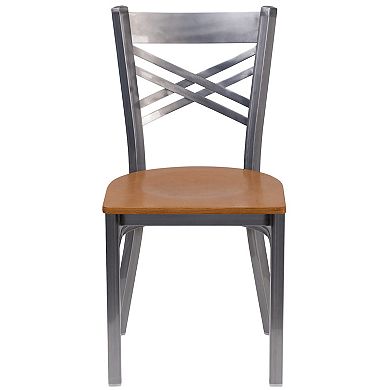 Flash Furniture Clear Coated "X" Back Metal Restaurant Chair
