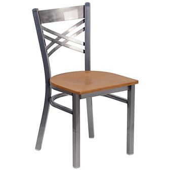 Flash Furniture Clear Coated "X" Back Metal Restaurant Chair