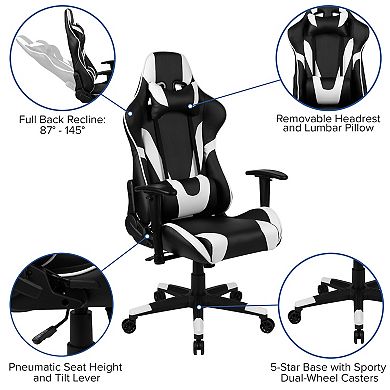Flash Furniture Racing Gaming Ergonomic Chair with Fully Reclining Back in LeatherSoft