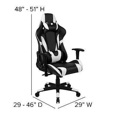 Flash Furniture Racing Gaming Ergonomic Chair with Fully Reclining Back in LeatherSoft