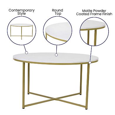 Flash Furniture Laminate Living Room Coffee Table with Crisscross Metal Frame