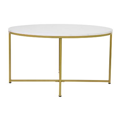 Flash Furniture Laminate Living Room Coffee Table with Crisscross Metal Frame