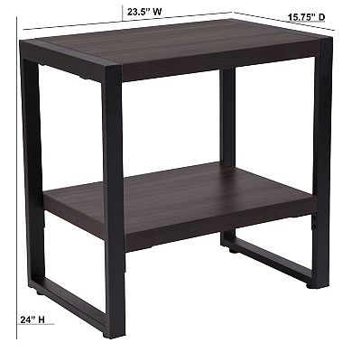 Flash Furniture Charcoal Wood Grain Finish End Table with Metal Frame - Accent Table