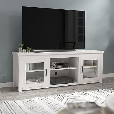 Flash Furniture Classic TV Stand for up to 80" TVs-Glass Fronted Doors-Modern Finish