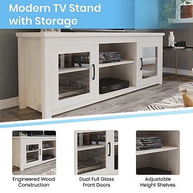 Flash Furniture Classic TV Stand for up to 80" TVs-Glass Fronted Doors-Modern Finish