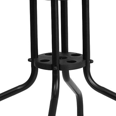 Flash Furniture 28'' Square Tempered Glass Metal Table with Rattan Edging