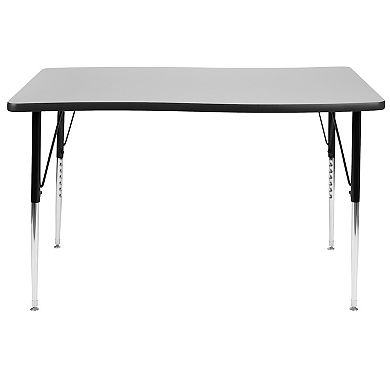 Flash Furniture 28"W x 47.5"L Rectangular Wave Collaborative Adjustable Height Activity Table