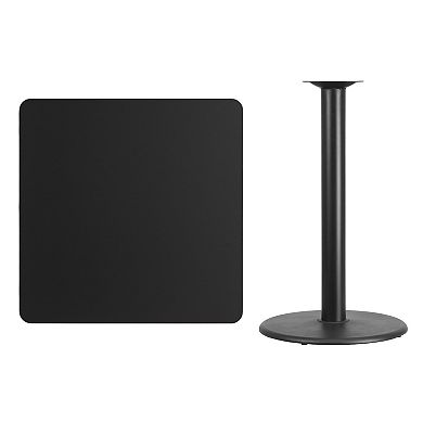 Flash Furniture 36'' Square Laminate Table Top with 24'' Round Bar Height Table Base