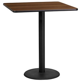 Flash Furniture 36'' Square Laminate Table Top with 24'' Round Bar Height Table Base