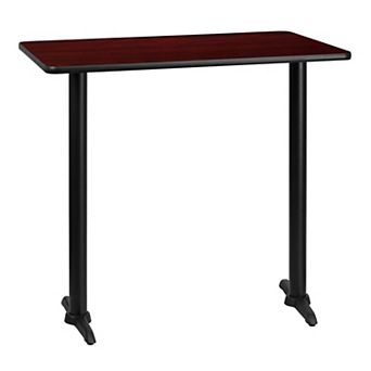 Flash Furniture 30'' x 42'' Rectangular Table Top with 5'' x 22'' Bar Height Table Bases